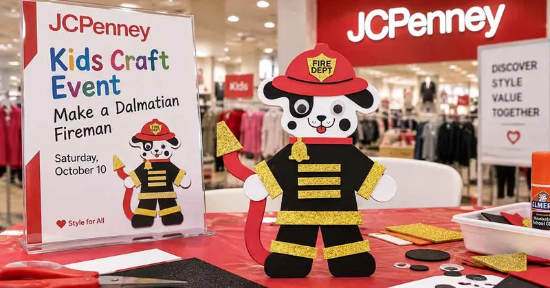Free JCPenney Kids Zone Dalmatian Fireman Craft on Saturday, October 10, 2026 (11am to Noon)
