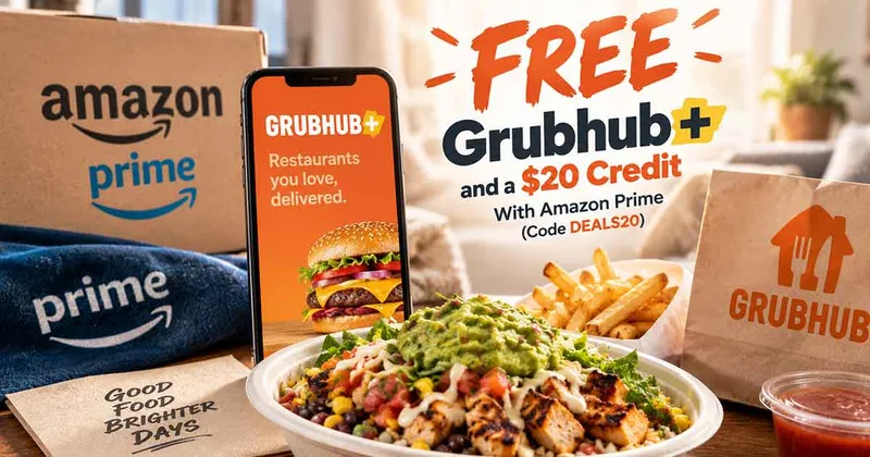 How to Get Free Grubhub+ and a $20 Credit With Amazon Prime (Code DEALS20)