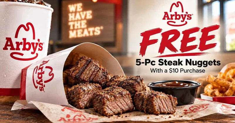 How to Get Arby's Free 5-Pc Steak Nuggets With a $10 Purchase