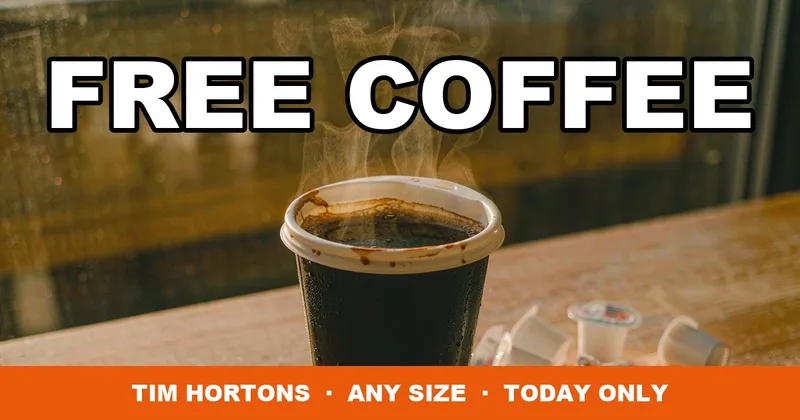 Tim Hortons Free Coffee Today: Any Size Hot or Iced, No Purchase Required