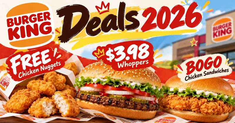 Burger King Deals 2026: Free Chicken Nuggets, $3.98 Whoppers, BOGO Chicken Sandwiches & More