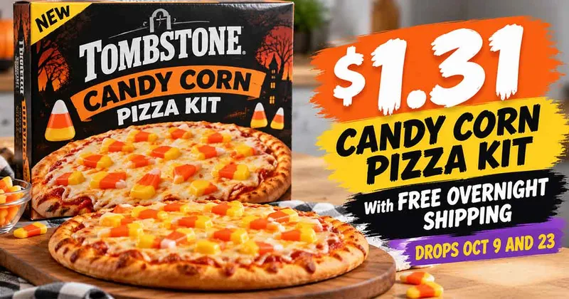 Tombstone Candy Corn Pizza Kit: $1.31 With Free Overnight Shipping (Drops Oct 9 and 23)