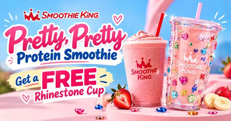 Smoothie King: Get a FREE Rhinestone Cup + Chance at a $25 Gift Card