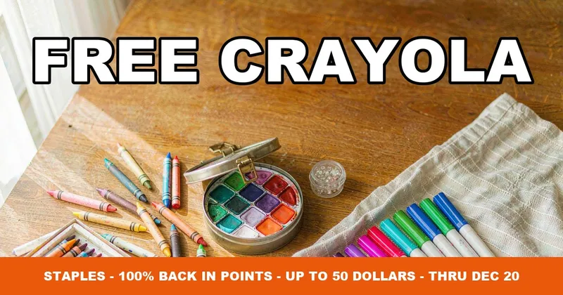 Free Crayola at Staples: 100% Back in Easy Rewards Points, Up to $50 (Thru Dec 20)