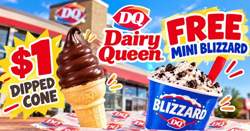 Dairy Queen: $1 Dipped Cone & FREE Mini Blizzard