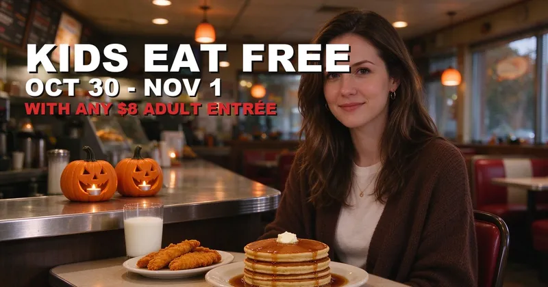 Huddle House Huddleween: Kids Eat Free Oct 30-Nov 1 with Any $8 Entree