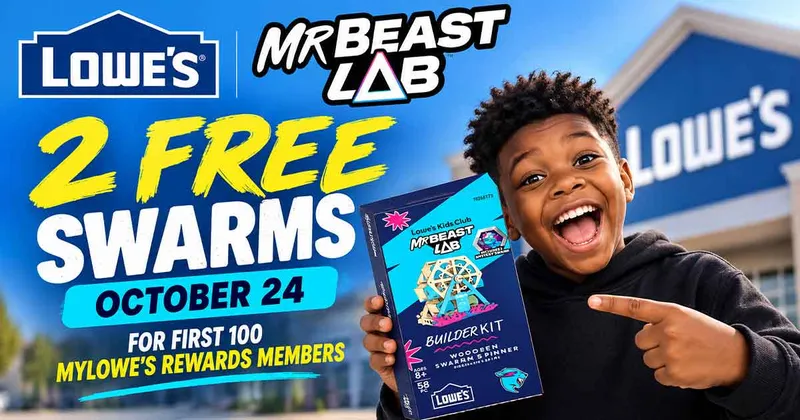 2 Free MrBeast Swarms at Lowe's on October 24 for First 100 MyLowe's Rewards Members