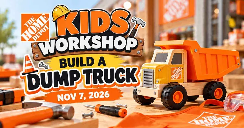 Free Home Depot Kids Workshop: Build a Dump Truck (Nov 7, 2026)