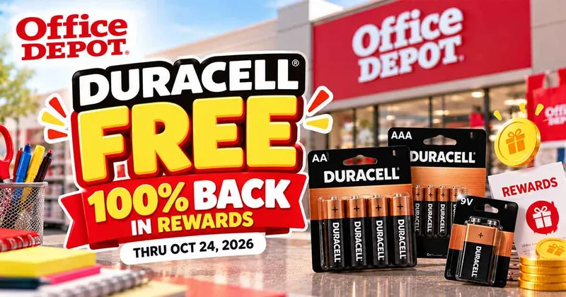 Duracell Batteries Free at Office Depot: 100% Back in Rewards (Thru Oct 24, 2026)