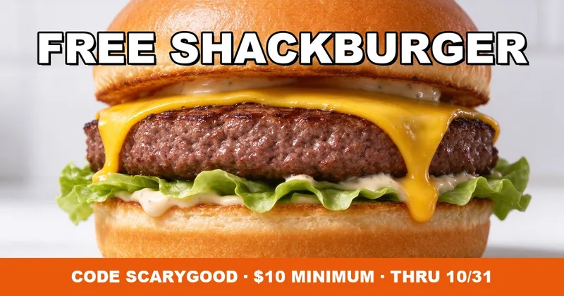 Shake Shack Free ShackBurger w/ $10 Order: Code SCARYGOOD Thru 10/31