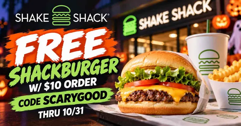 Shake Shack Free ShackBurger w/ $10 Order: Code SCARYGOOD Thru 10/31