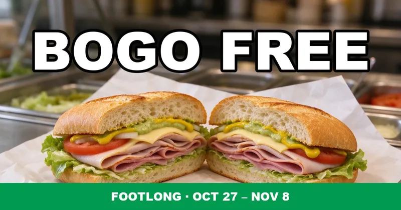 Subway BOGO Free Footlong National Sandwich Day 2026 (Oct 27 – Nov 8)