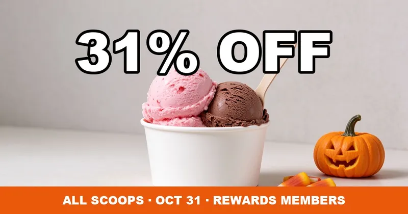 Baskin-Robbins Celebrate 31: 31% Off All Scoops on Oct 31