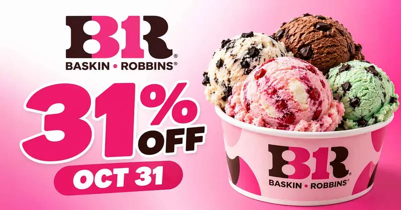 Baskin-Robbins Celebrate 31: 31% Off All Scoops on Oct 31