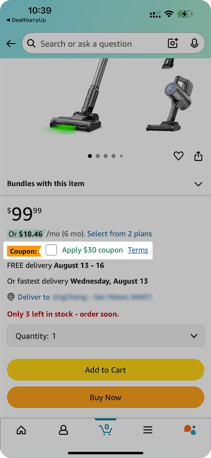 Amazon Product Discount Page