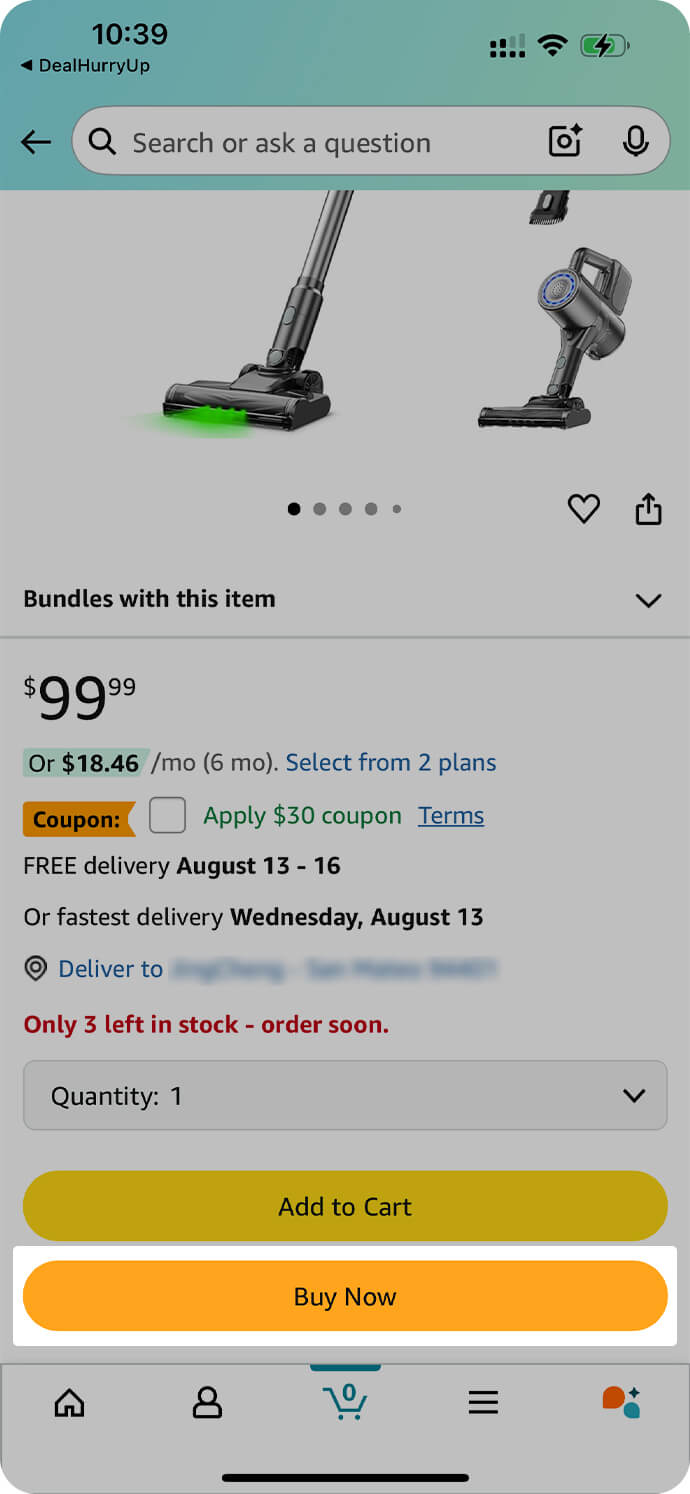 Click Buy Now Button