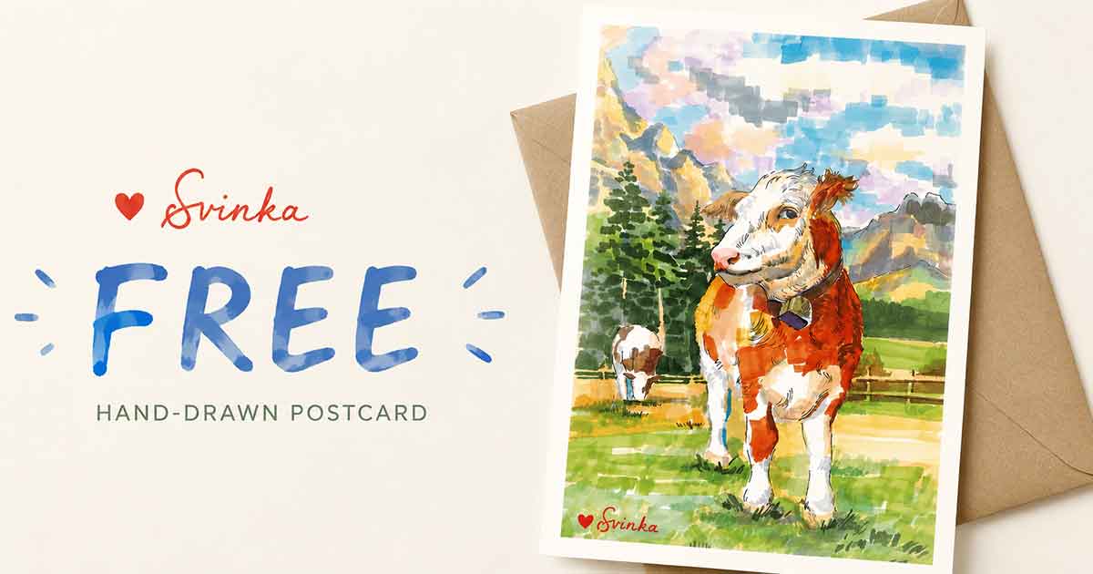 Free Hand-Drawn Postcard from Svinka