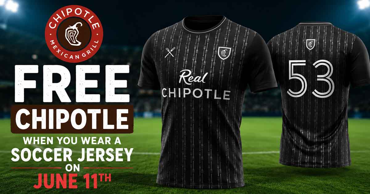 FREE Chipotle When You Wear a Soccer Jersey on June 11th