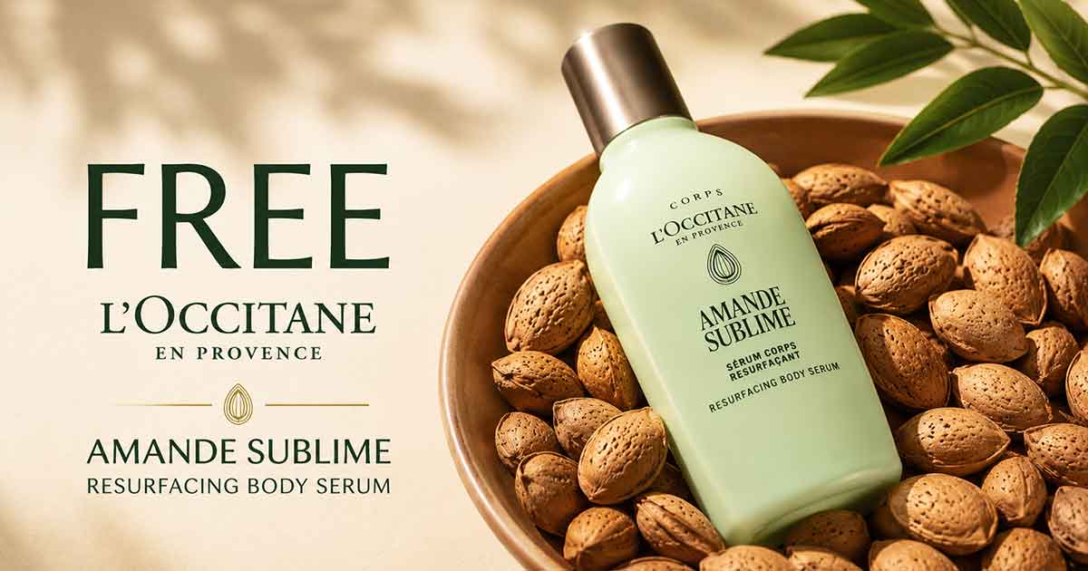 Apply for a FREE L'Occitane Amande Sublime Resurfacing Body Serum