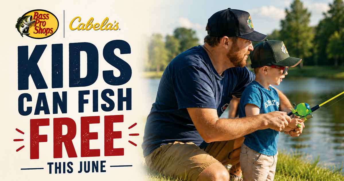 Kids Can Fish FREE at Bass Pro Shops & Cabela's This June