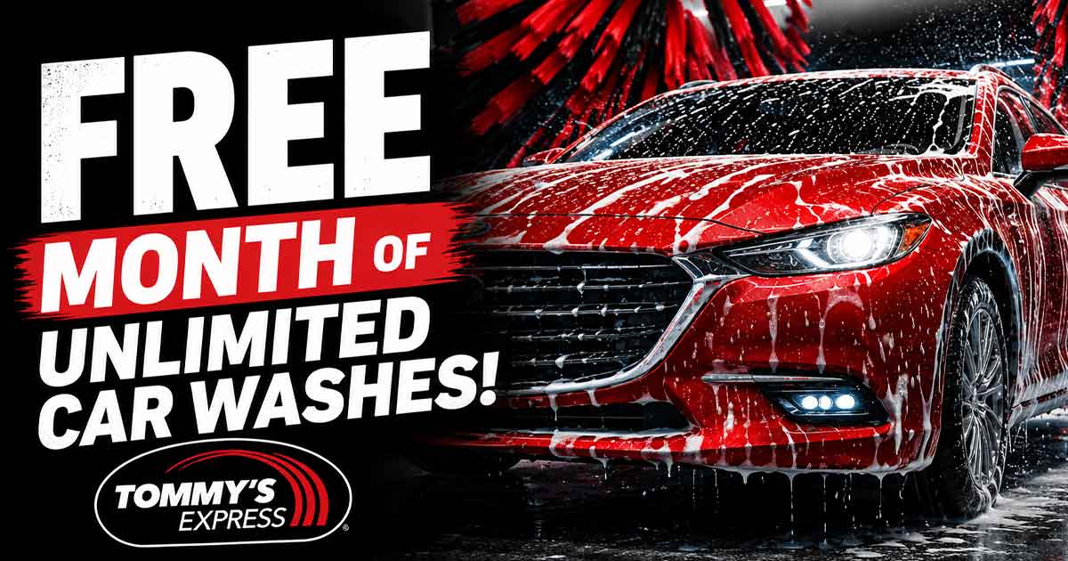FREE Month of Unlimited Car Washes at Tommy’s Express