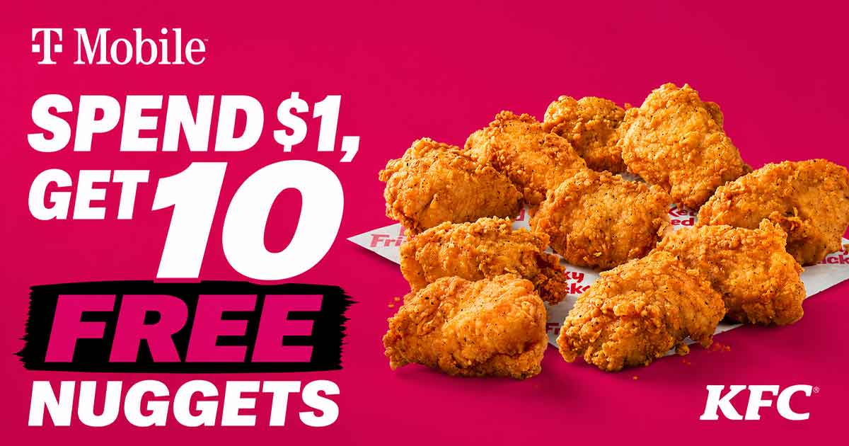 T-mobile：Spend $1, Get 10 FREE Nuggets