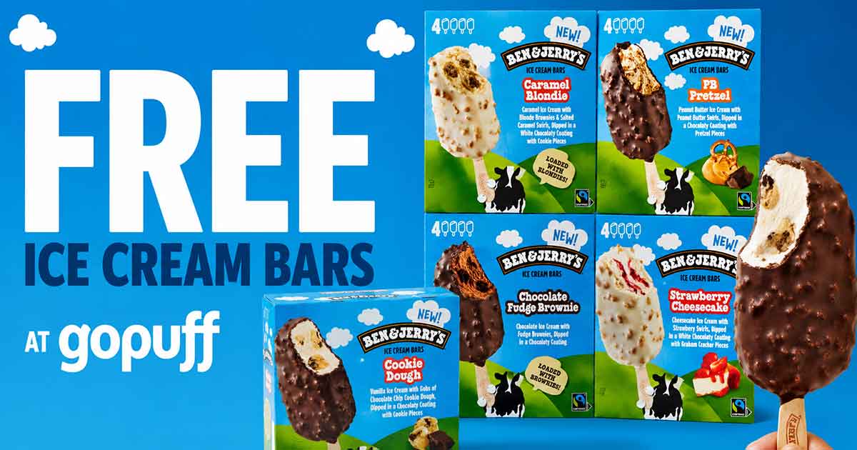 FREE Ben & Jerry's Ice Cream Bars at Gopuff (June 21)