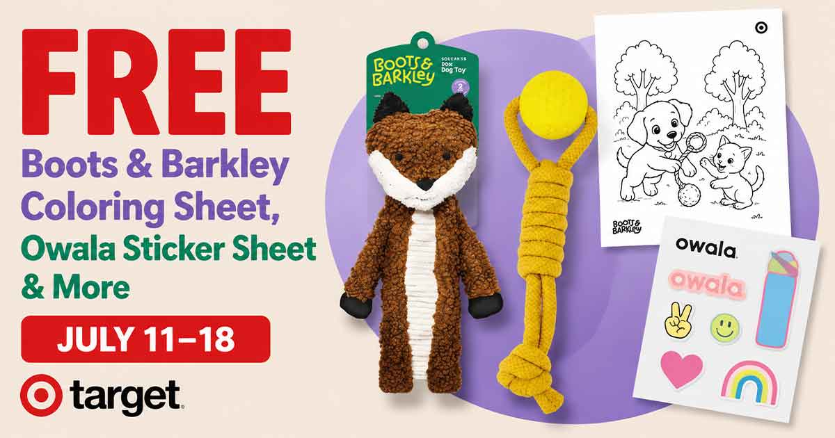 FREE Boots & Barkley Coloring Sheet, Owala Sticker Sheet & More at Target (7/11–7/18)