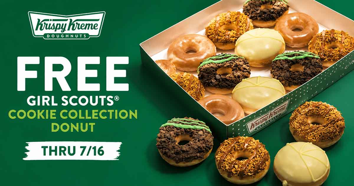 FREE Girl Scouts Cookie Collection Donut at Krispy Kreme (Thru 7/16)