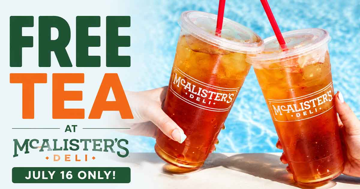FREE Tea at McAlister's Deli (7/16)