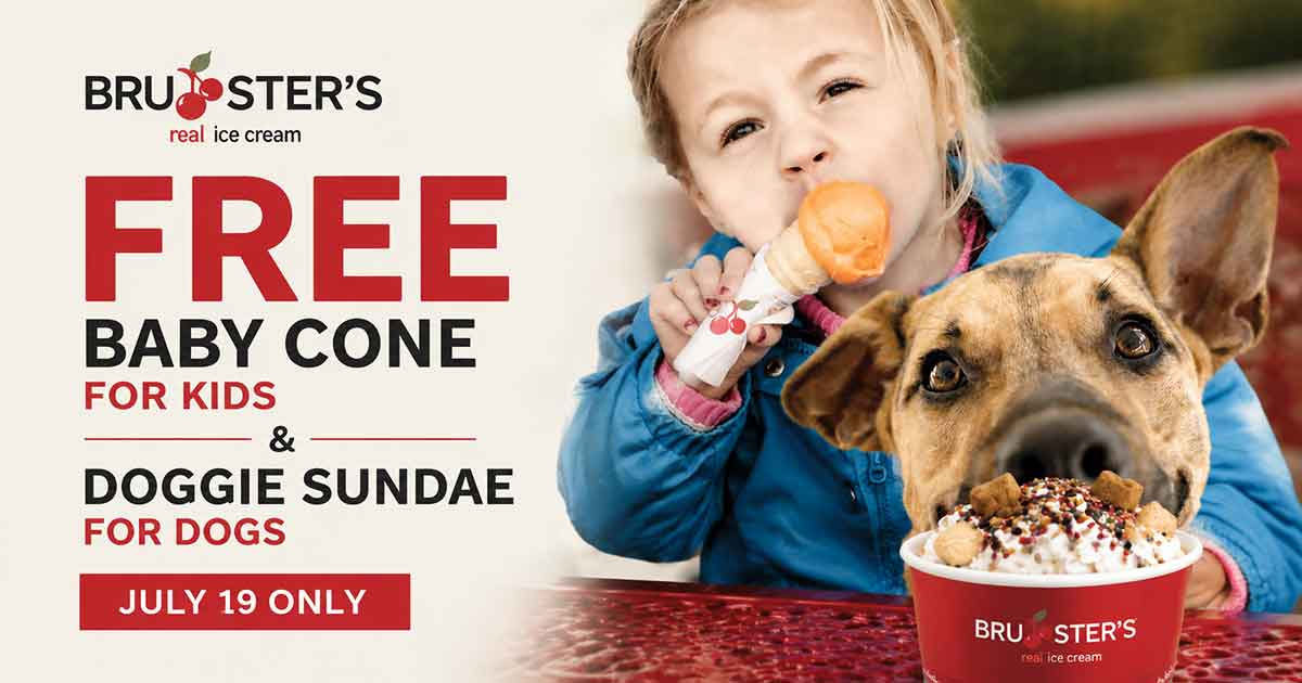 FREE Baby Cone & Doggie Sundae at Bruster's (Kids & Dogs)
