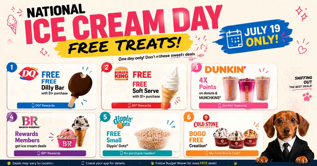 National Ice Cream Day Freebies and Deals on July 19th
