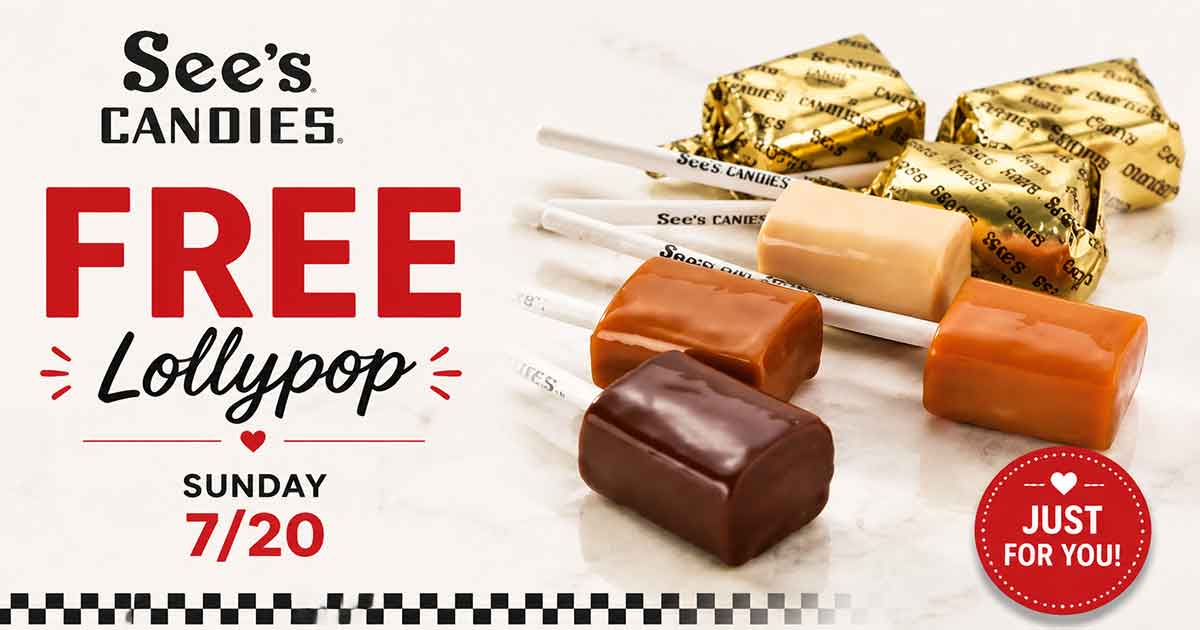 FREE Lollypop at See's Candies (7/20)