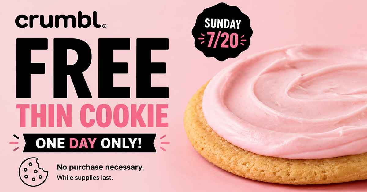 FREE Thin Cookie at Crumbl (7/20)