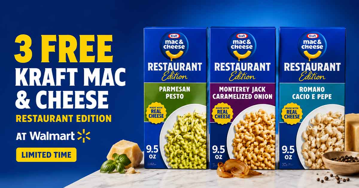 3 FREE Boxes of Kraft Mac & Cheese Restaurant Edition at Walmart (Limited Time)