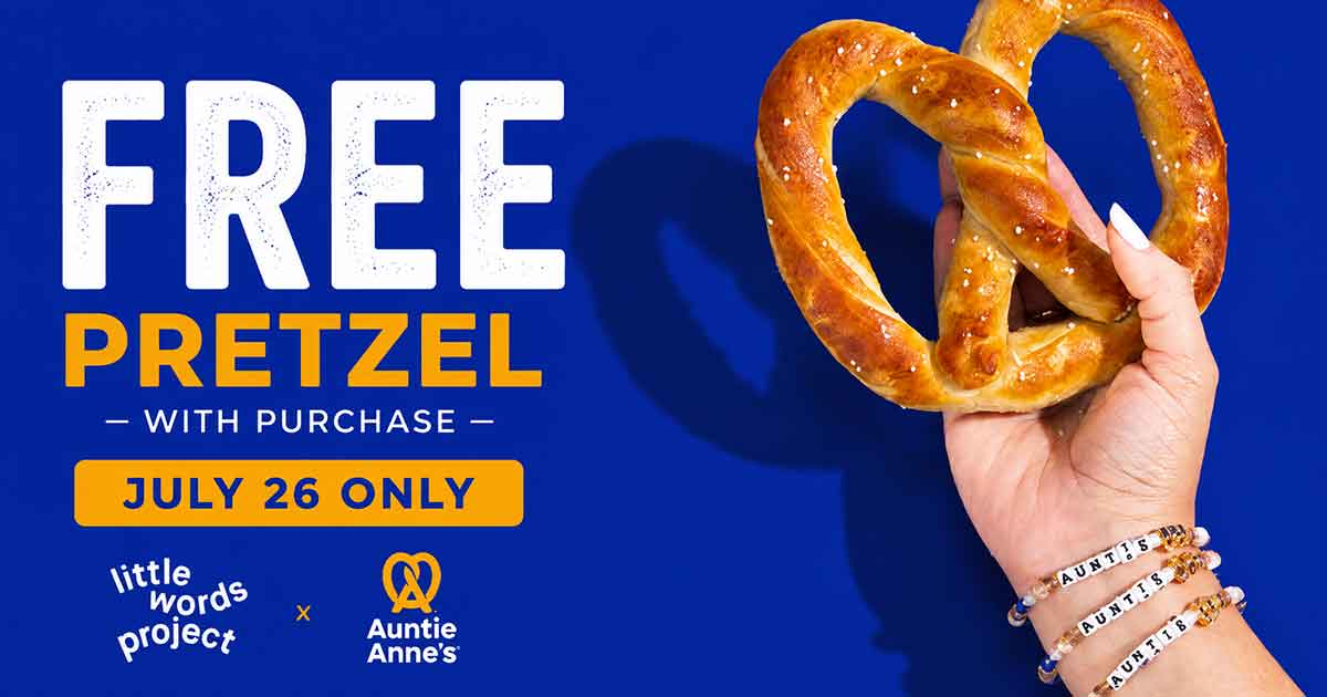 FREE Pretzel w/Purchase at Auntie Anne's (7/26)