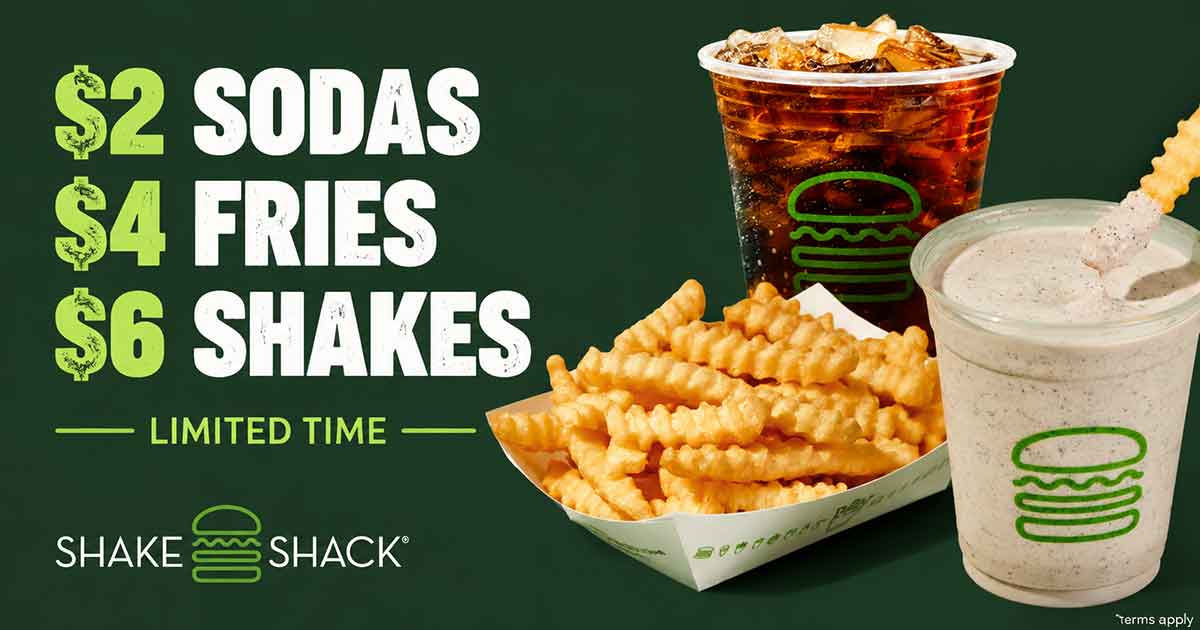 $2 Sodas, $4 Fries & $6 Shakes at Shake Shack (Limited Time)