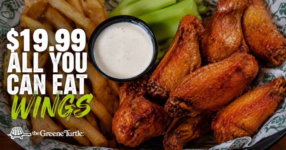$19.99 All You Can Eat Wings at The Greene Turtle (Limited Time)