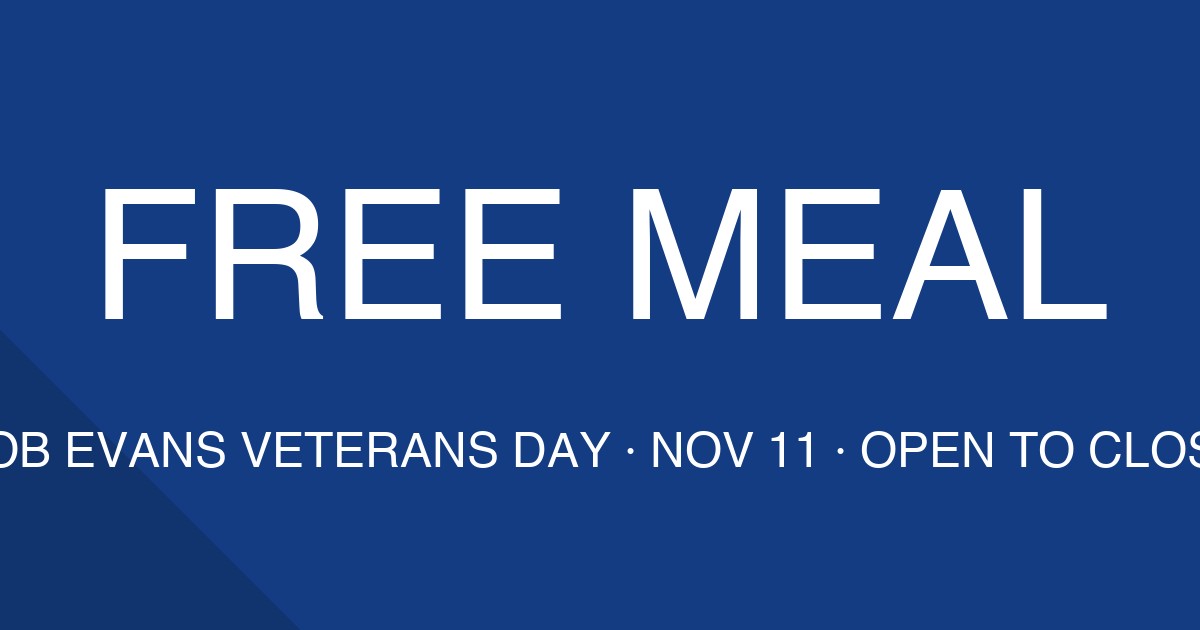 Bob Evans Free Veterans Day Meal November 11 2026 expanded 11-item menu