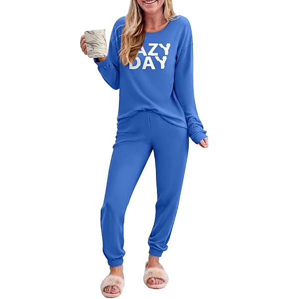 Ekouaer Women's Pajama Sets Long Sleeve Print Pjs Cute Jogger Lounge Sets