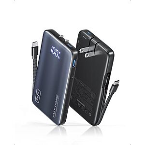 INIU 10,000mAh 3-in-1 Portable Wall Charger / Power Bank w/ 45W USB-C Cable