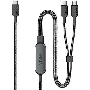 Anker 2-in-1 USB-C to 2x USB-C 140W Max Fast Charging Cable: 6' $16, 4'